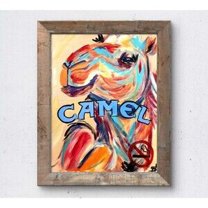 WS original camel no smoking hand painted 14X11 canvas abstract modern wall art